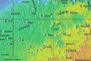 The cratered highlands of Mars -- so few names, so many holes.