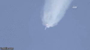 Falcon 9 explodes during staging, 5 July 2015.  (NASA TV)